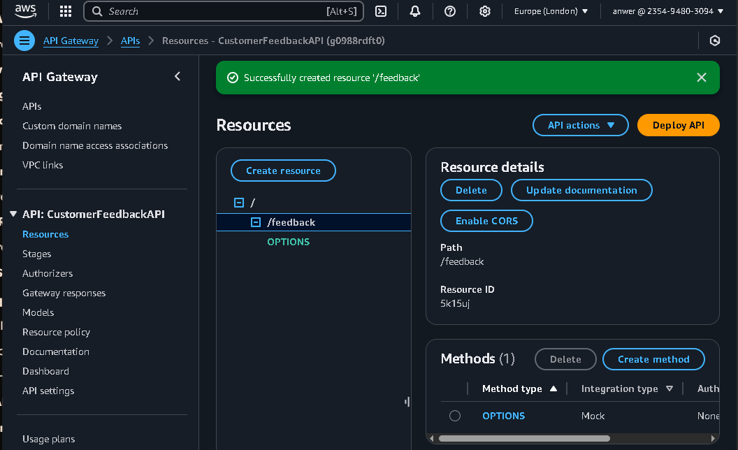 API Gateway Resources